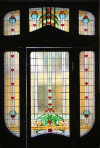 szecessziós ólomüveg télikert ablak